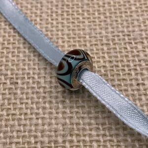 Chamilia Murano Glass Turquoise and Brown Sterling Silver Bead